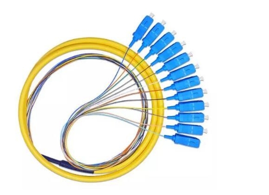 Núcleo da manutenção programada 12 do SC UPC do comprimento 1m 2M 5M FC da cor 0.9mm 2.0M 3.0MM da trança 12 do cabo da fuga da fibra ótica
